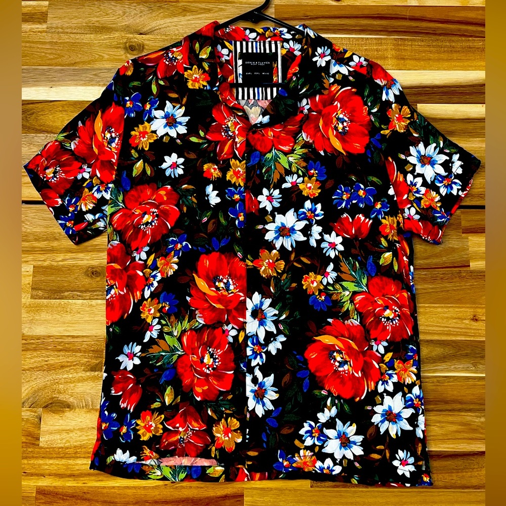 Denim & Flower Slim Fit Floral Button Down